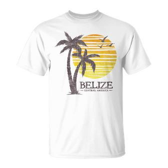 Retro Belize Souvenir Vintage Sunset Womens T-Shirt - Seseable