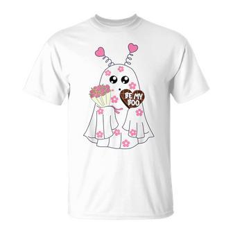 Retro Be My Boo Cute Ghost With Balloon Valentines Day T-Shirt - Monsterry UK