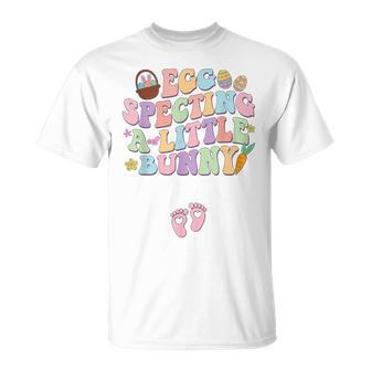 Retro Eggspecting Little Bunny Easter Pregnancy Announcement T-Shirt | Mazezy