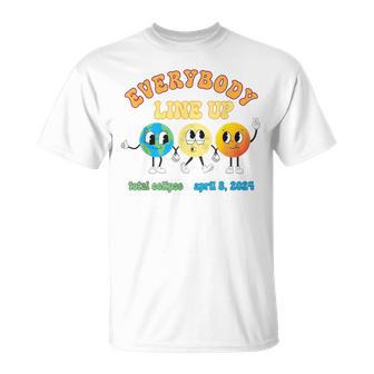 Retro Everybody Line Up Total Solar Eclipse 2024 Earth Moon T-Shirt | Mazezy