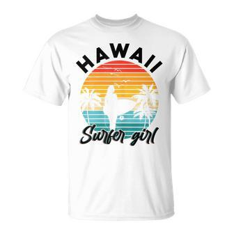 Retro Hawaii Surfer Girl Hawaiian Surf Girl Beach Surfing T-Shirt - Thegiftio UK