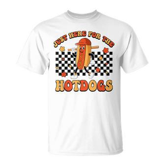 Retro Just Here For The Hotdogs Baseball Mom Sport Lover T-Shirt - Monsterry