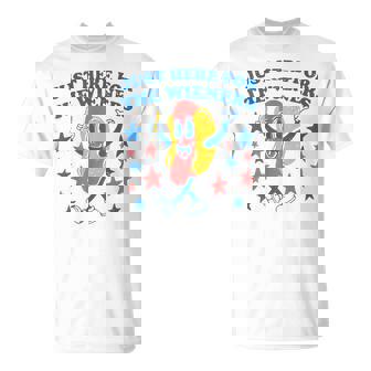 Retro Just Here For The Wieners 4Th Of July Hot Dog T-Shirt - Thegiftio