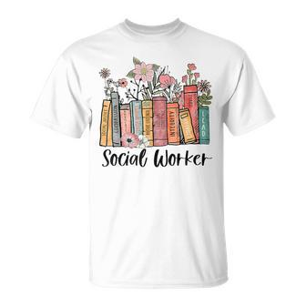 Retro Social Worker Social Work Month Books Advocate Justice T-Shirt - Seseable