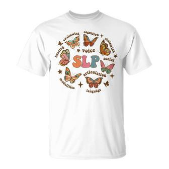 Retro Speech Therapy Butterfly Speech Language Pathologist T-Shirt - Monsterry