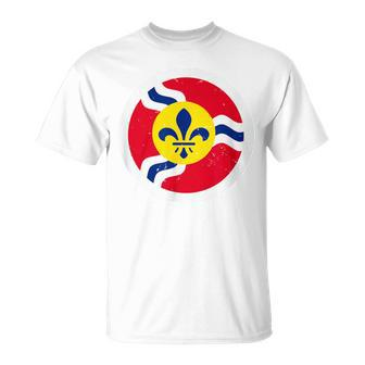 Retro St Louis Missouri Flag Vintage Stl City Flag Emblem T-Shirt - Monsterry