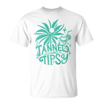 Retro Tanned And Tipsy Beach Summer Vacation On Back T-Shirt - Monsterry CA