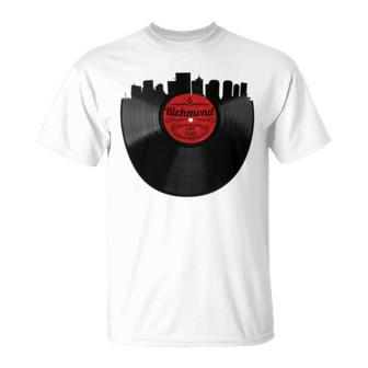 Richmond Virginia Vintage Skyline Vinyl Record T-Shirt - Monsterry