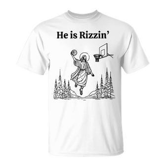 He Is Risen Easter Jesus Playing Basketball T-Shirt - Seseable