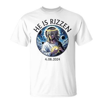 He Is Rizzin Total Solar Eclipse 2024 Jesus Christ Anime T-Shirt - Monsterry