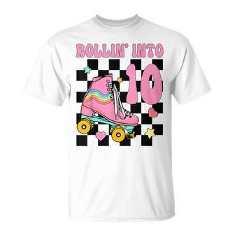 Rolling Into 10 Years Old Roller Skating Girl 10Th Birthday T-Shirt - Monsterry