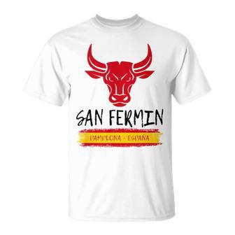 San Fermin Toro Pamplona Bandera De España Camiseta unisex - Regaloses