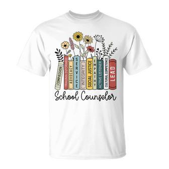 School Counselor National School Counseling Week Wildflowers T-Shirt - Seseable