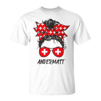 Schweizer Flagge Brille Mädchen Andermatt T-Shirt - Seseable