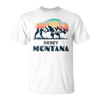 Scobey Montana Vintage Hiking Bison Nature T-Shirt - Monsterry DE