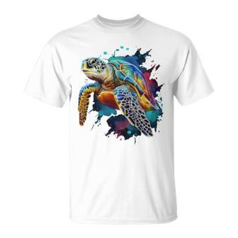 Sea Turtle Watercolor Graphic T-Shirt | Mazezy