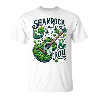 Shamrock N Roll St Patrick's Day Guitar Irish Music T-Shirt - Monsterry CA