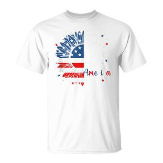 She Loves Jesus And America Too Sunflower Usa Flag T-Shirt - Monsterry UK