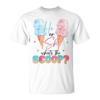 He Or She What's The Scoop Ice Cream Gender Reveal Party T-Shirt - Monsterry UK