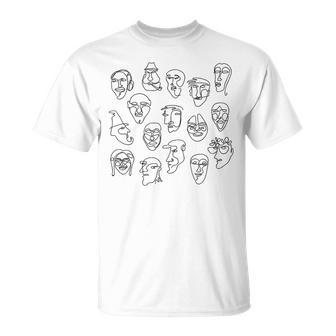 Single Line Face Character T-Shirt - Monsterry UK