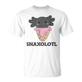 Snacks Pun Snaxolotl Ice Cream Axolotl T-Shirt - Monsterry