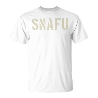 Snafu Military Slang Stencil Look Letters T-Shirt - Monsterry DE