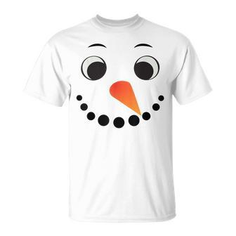 Snowman Face Carrot Nose Christmas Accessories & Outfits T-Shirt - Monsterry