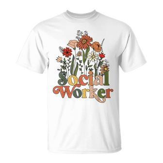 Social Worker Flower Grow Retro Vintage Social Work Life T-Shirt - Seseable