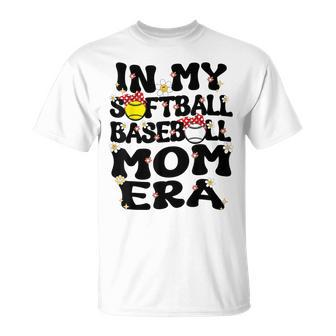 In My Softball Baseball Mom Era Retro Groovy Mom Of Both T-Shirt - Monsterry
