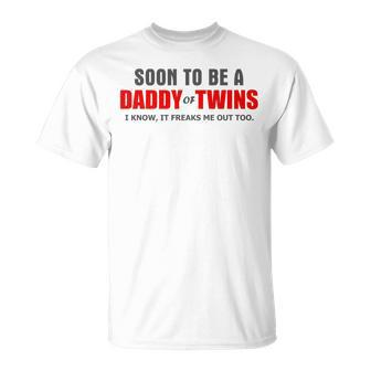 Soon To Be A Daddy Of Twins New Dad Baby Reveal Fathers Day T-Shirt - Thegiftio UK