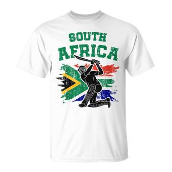 South African Cricket 2024 South African Flag Cricket Fans T-Shirt - Seseable