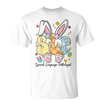 Speech Language Pathologist Bunny Bunnies Happy Easter Slp T-Shirt | Mazezy AU