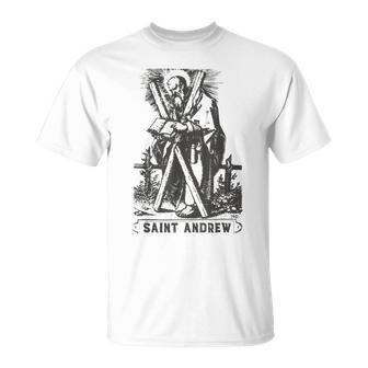 St Andrew The Apostle Saltire Cross Vintage Catholic Saint T-Shirt - Monsterry