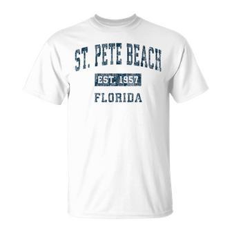 St Pete Beach Florida Fl Vintage Sports Navy Print T-Shirt - Monsterry UK