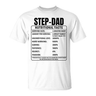 Step-Dad Nutrition Facts Fathers Day Bonus Papa Dada T-Shirt - Seseable