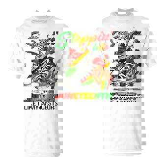 Stepping Into Junenth Afro Woman Black Girls Sneakers Men T-Shirt | Mazezy