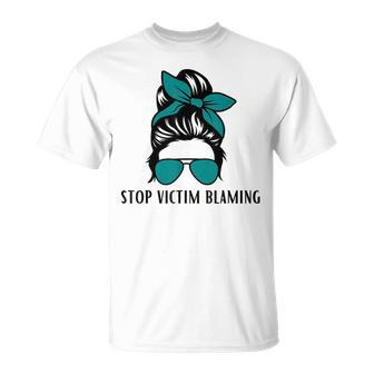 Stop Victim Blaming Sexual Assault Awareness Month T-Shirt - Monsterry AU