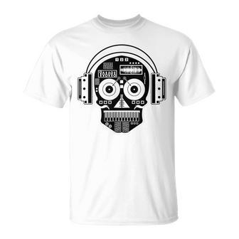 Sugarskull Dj Table Skull Disc Jockey Headphones T-Shirt - Monsterry CA
