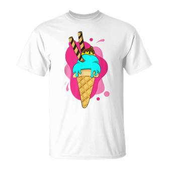 Summer Dessert Ice Cream Cone Waffle Ice Cream S T-Shirt - Seseable