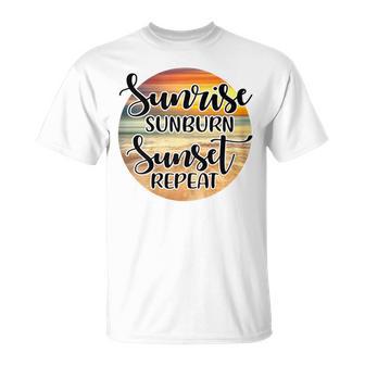 Sunrise Sunburn Sunset Repeat Beach Summer Vacation T-Shirt - Monsterry UK