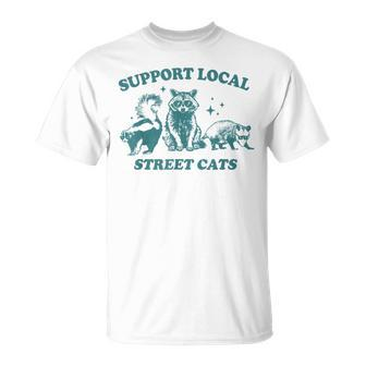 Support-Local-Street-Cat Vintage Raccoon Opossum Skunk T-Shirt | Mazezy UK