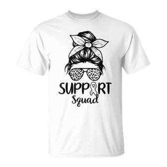 Support Squad Lung Cancer Awareness White Ribbon Women T-Shirt | Mazezy
