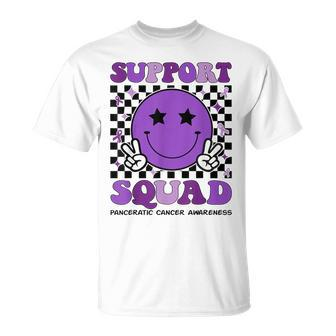 Support Squad Purple Ribbon Pancreatic Cancer Awareness T-Shirt - Seseable