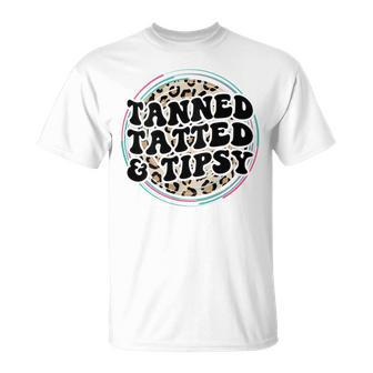 Tanned Tatted And Tipsy Groovy Hot Mom Beach Summer Vacation T-Shirt - Monsterry UK