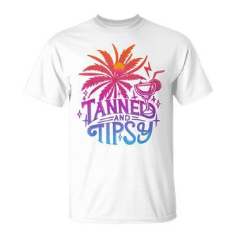 Tanned And Tipsy Beach Summer Vacation Tie Dye Women T-Shirt - Monsterry