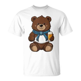 Teddy Bear Has A Beer In His Paws Men's Day Father's Day T-Shirt - Seseable