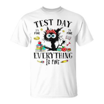 Test Day Stressed Teachers & Students Testing Cat T-Shirt | Mazezy