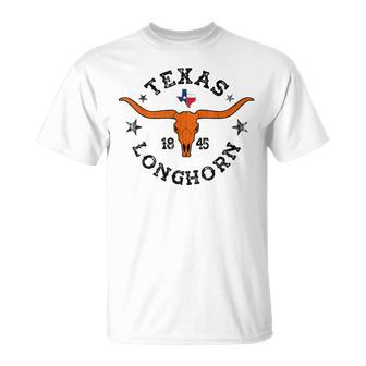 Texas 1845 Vintage Longhorn Cowboy And Rodeo Fan T-Shirt - Monsterry UK