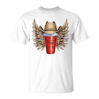 Tobi Red Solo Cup With Wings Cowboy Hat T-Shirt - Seseable