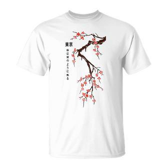 Tokyo Japanese Cherry Blossoms Print T-Shirt - Monsterry UK